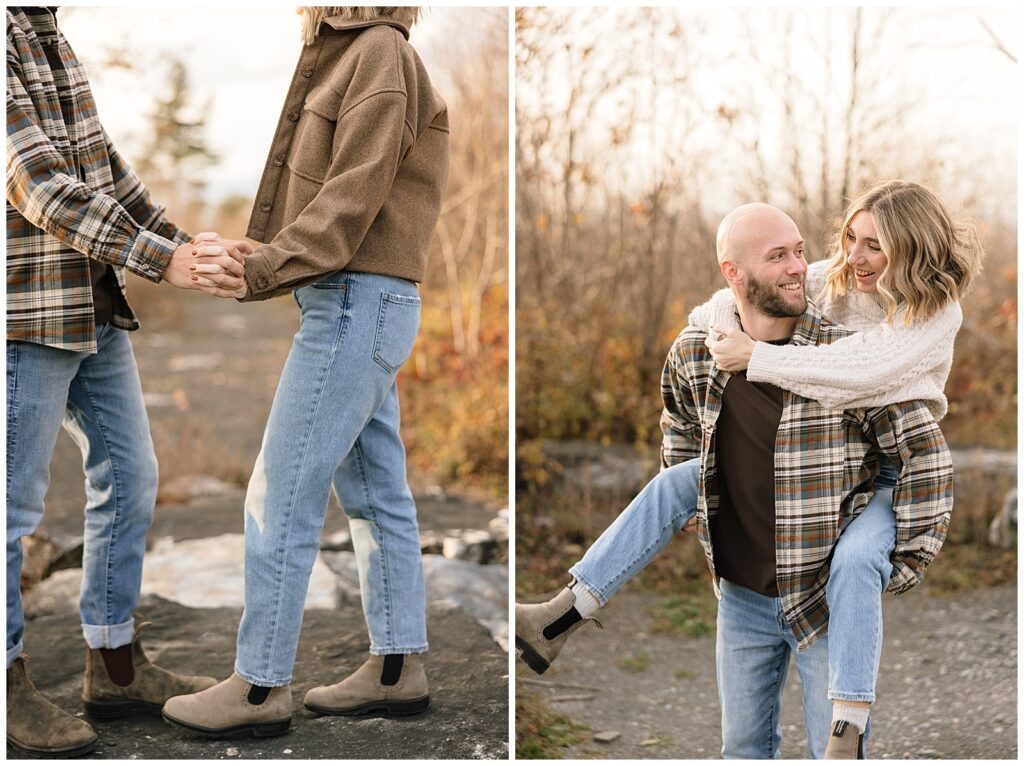 Couples photos piggyback ride