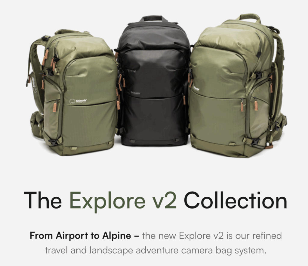 Shimoda explore v2 collection camera bags