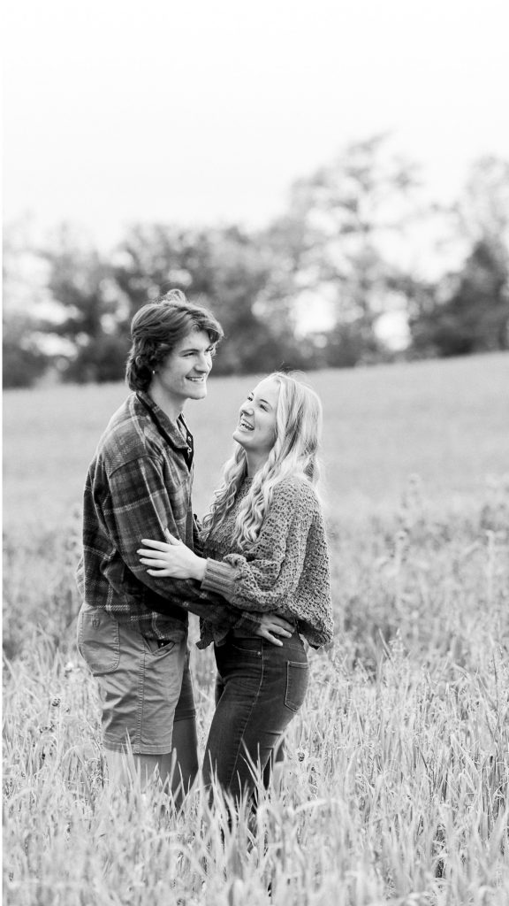 black and white couples session engagement session pa field sunflower field